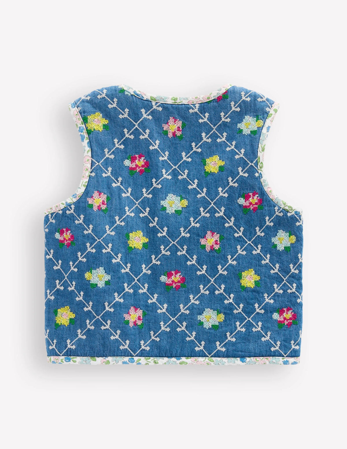 Pretty Quilted Gilet-Embroidered Denim