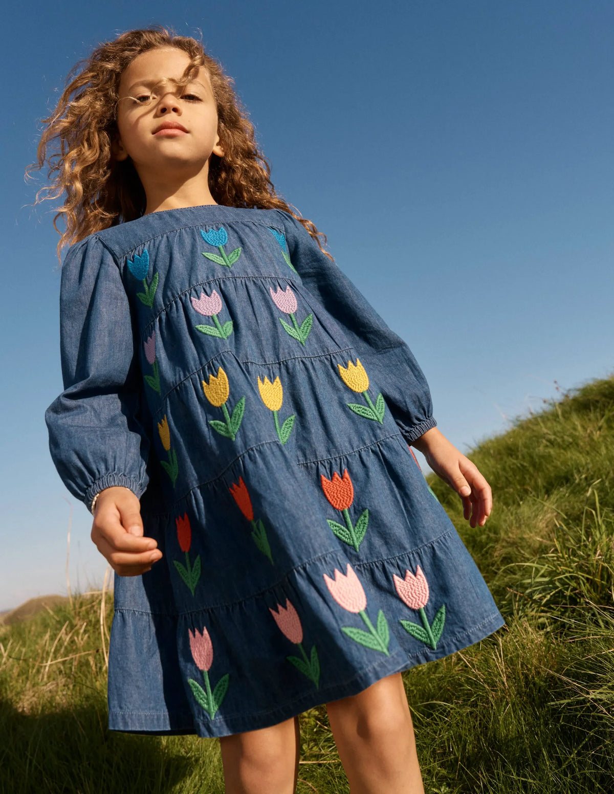 Twirly Woven Dress-Mid Vintage Tulips