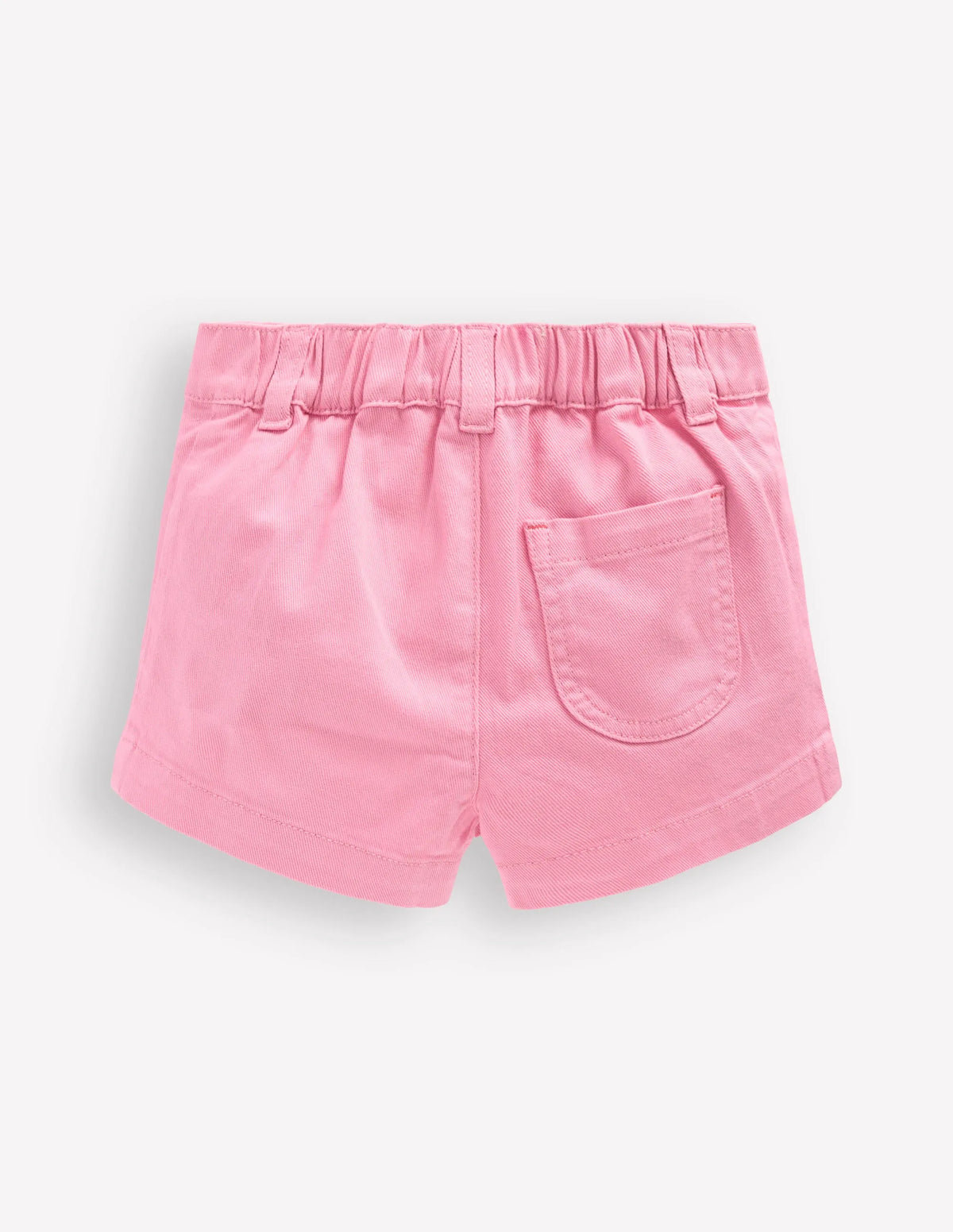 Patch Pocket Shorts-Pink Embroidered Denim