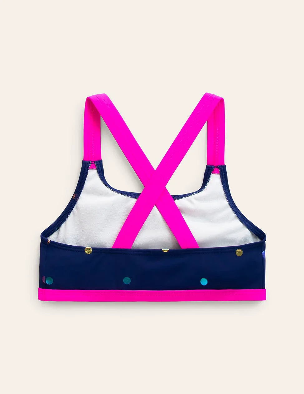 Cross-back Bikini Top-Rainbow Foil Confetti Spot