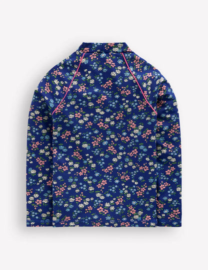 Sunsafe Patterned Rash Vest-Sapphire Blue Meadow Floral