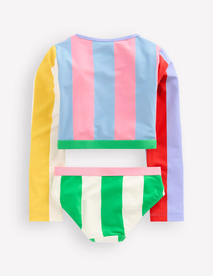 Cropped Rash Vest Set-Multi Hotchpotch Stripe