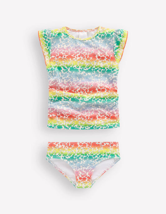 Ruched Tankini Set-Rainbow Ombre Flowerbed