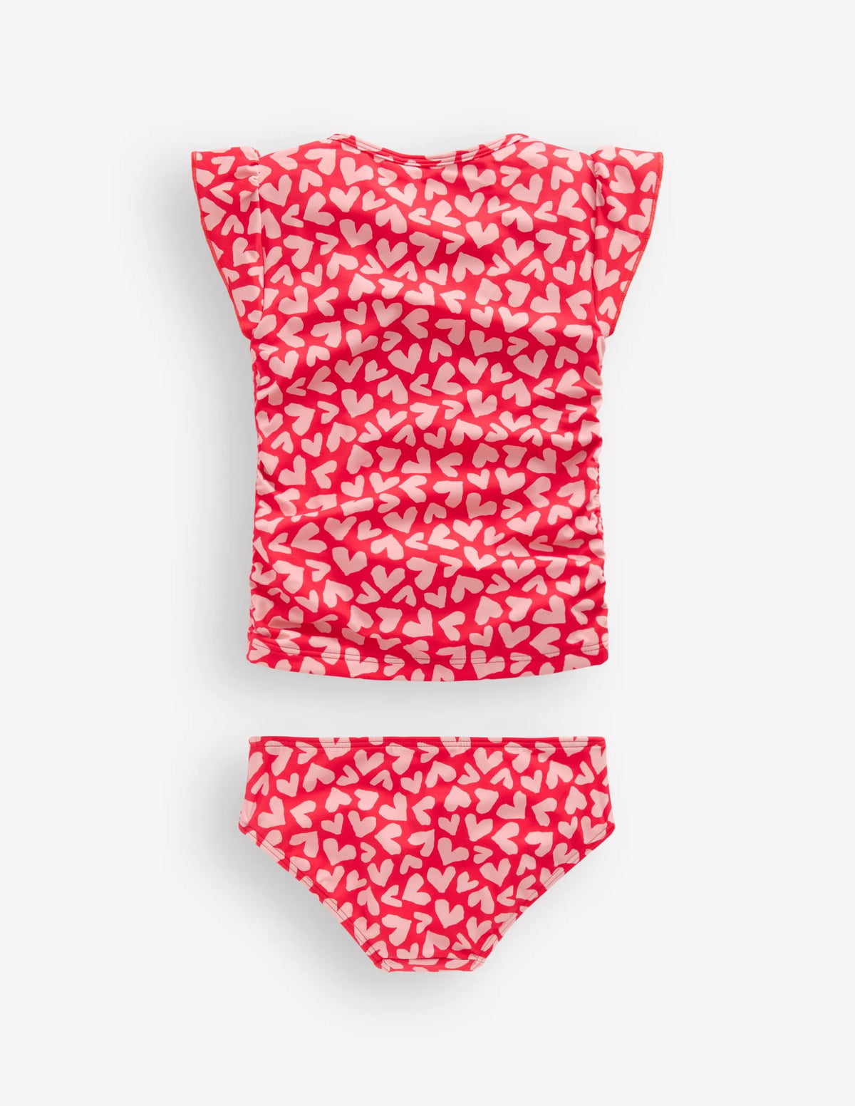 Ruched Tankini Set-Rockabilly Red Collage Hearts