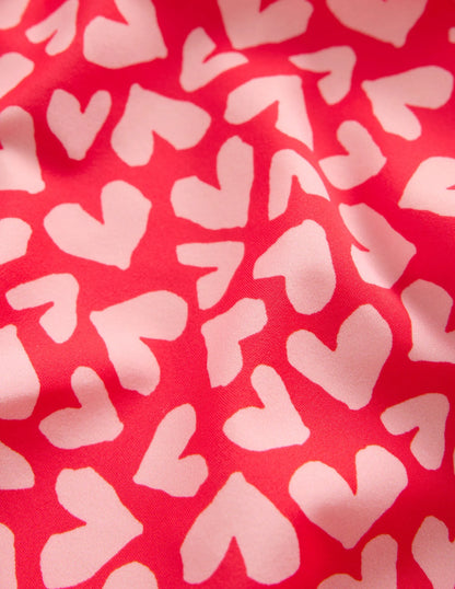 Ruched Tankini Set-Rockabilly Red Collage Hearts