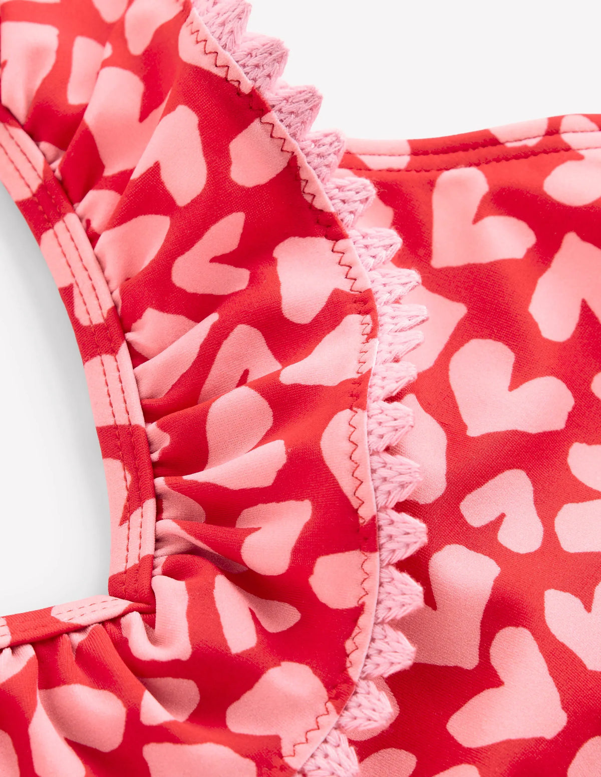 Frill V-neck Bikini Set-Rockabilly Red Collage Hearts