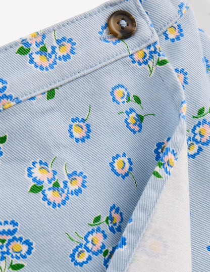 Wrap Woven Skort-Misty Blue Daisy