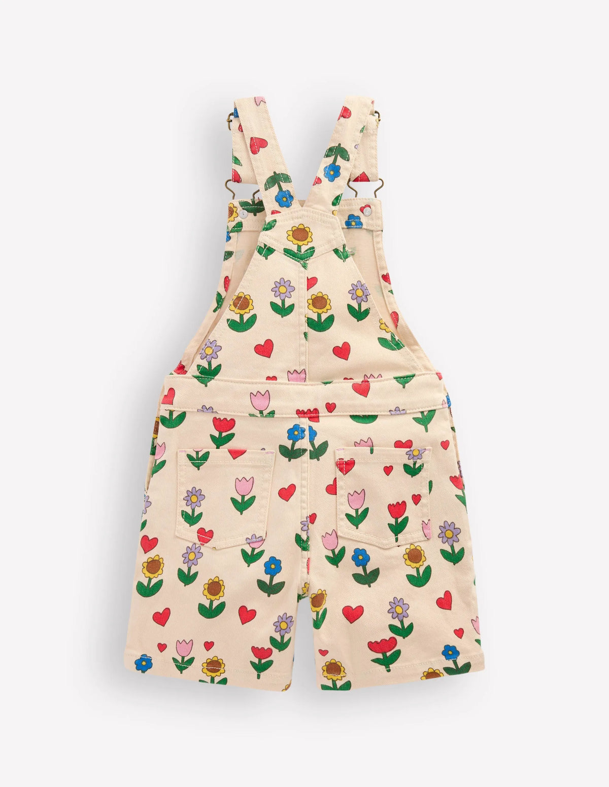 Short Overalls-Ivory Sunflower Garden