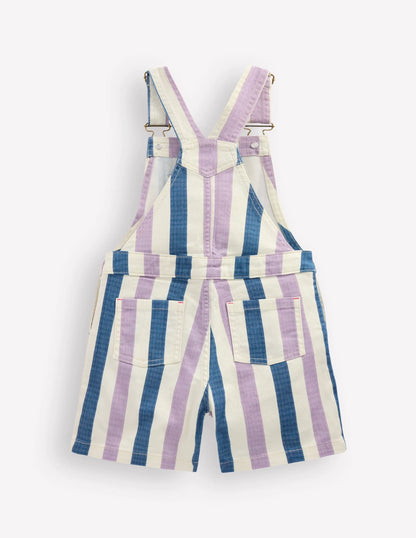 Short Overalls-Purple/Navy Stripe