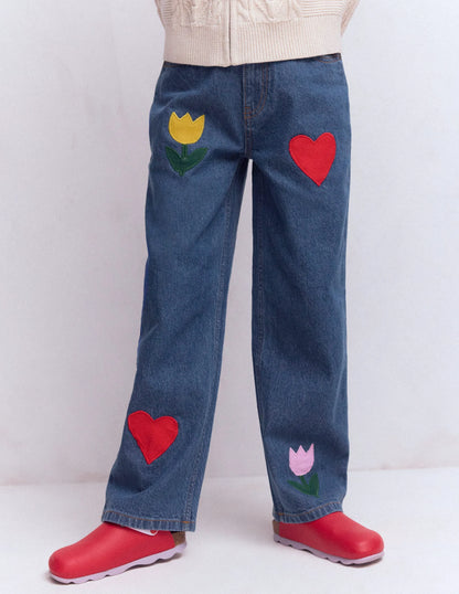 Relaxed Jean-Mid Vintage Applique