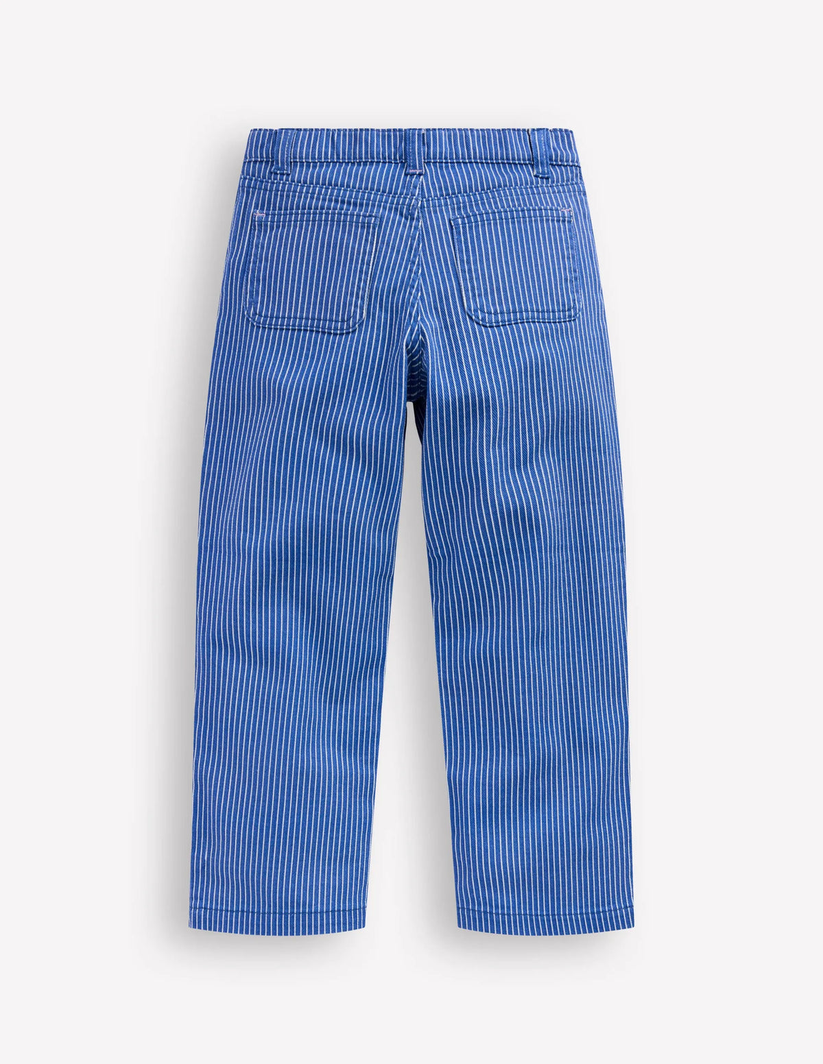 Patch Pocket Straight Jeans-Blue and Ivory Ticking Stripe