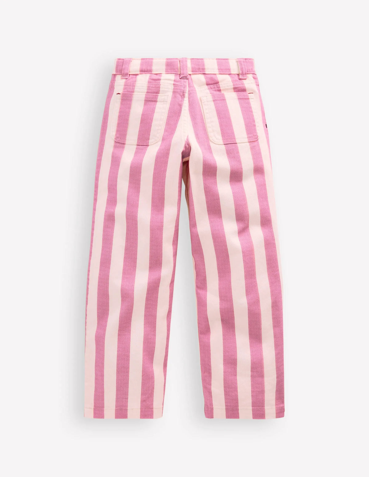 Patch Pocket Straight Jeans-Pink/Ivory Stripe