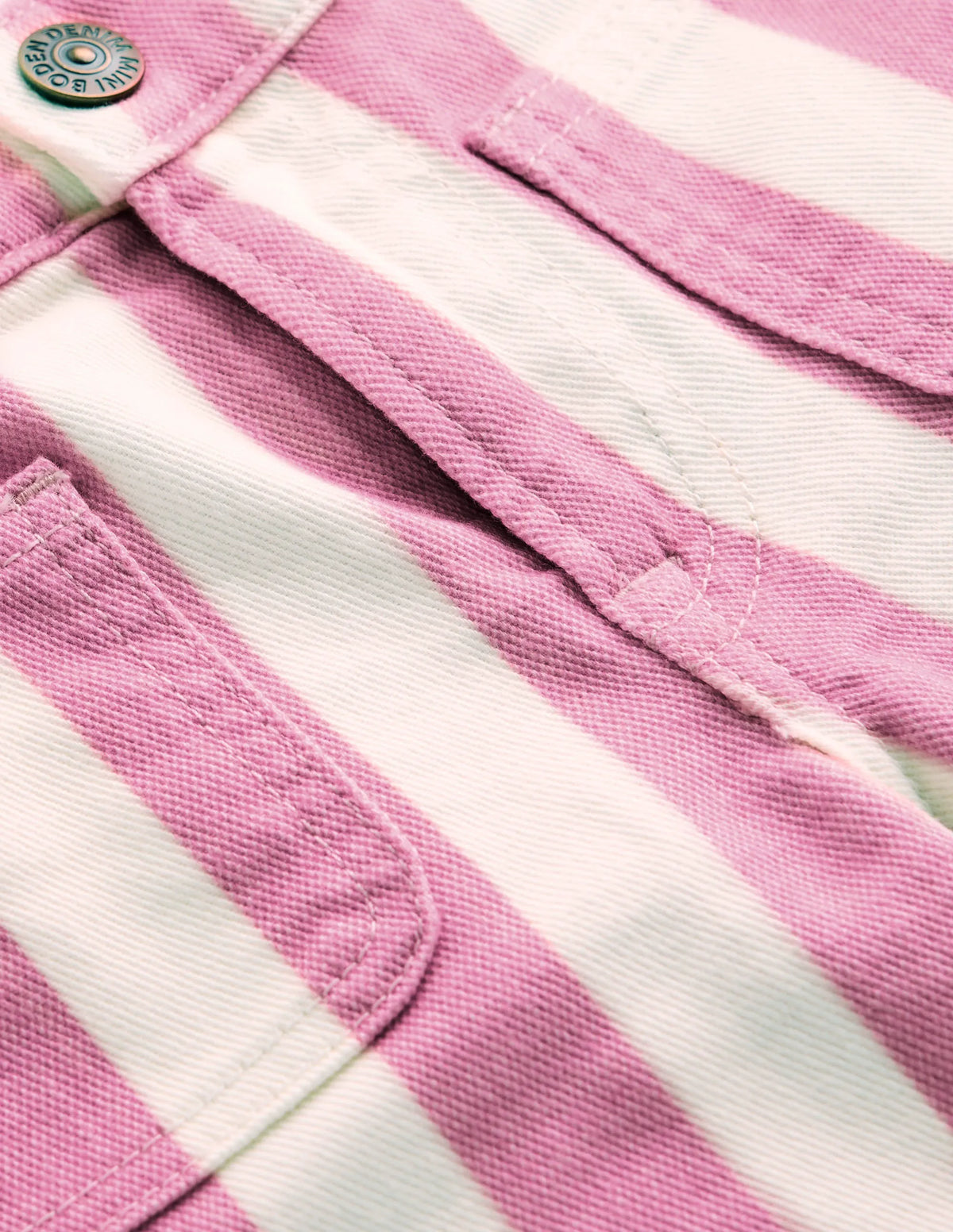 Patch Pocket Straight Jeans-Pink/Ivory Stripe