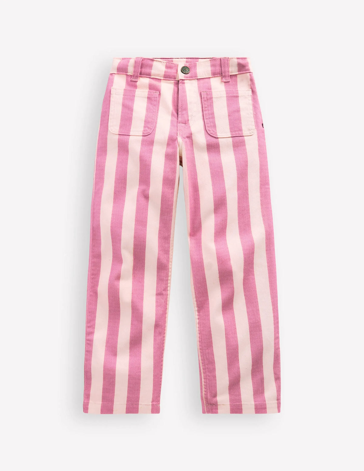 Patch Pocket Straight Jeans-Pink/Ivory Stripe
