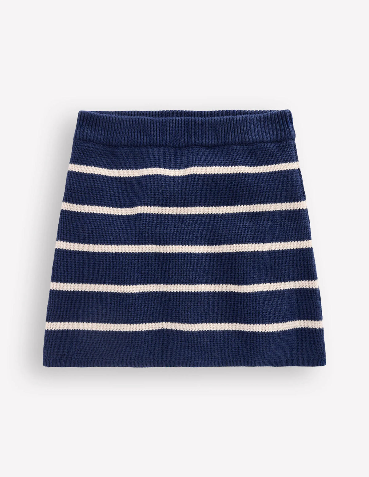 Knitted Skirt-College Navy and Ivory Stripe
