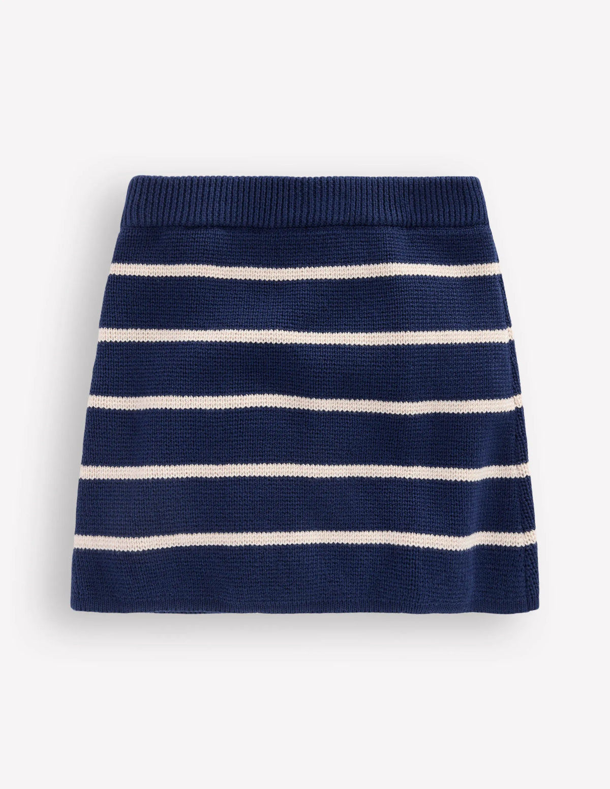 Knitted Skirt-College Navy and Ivory Stripe