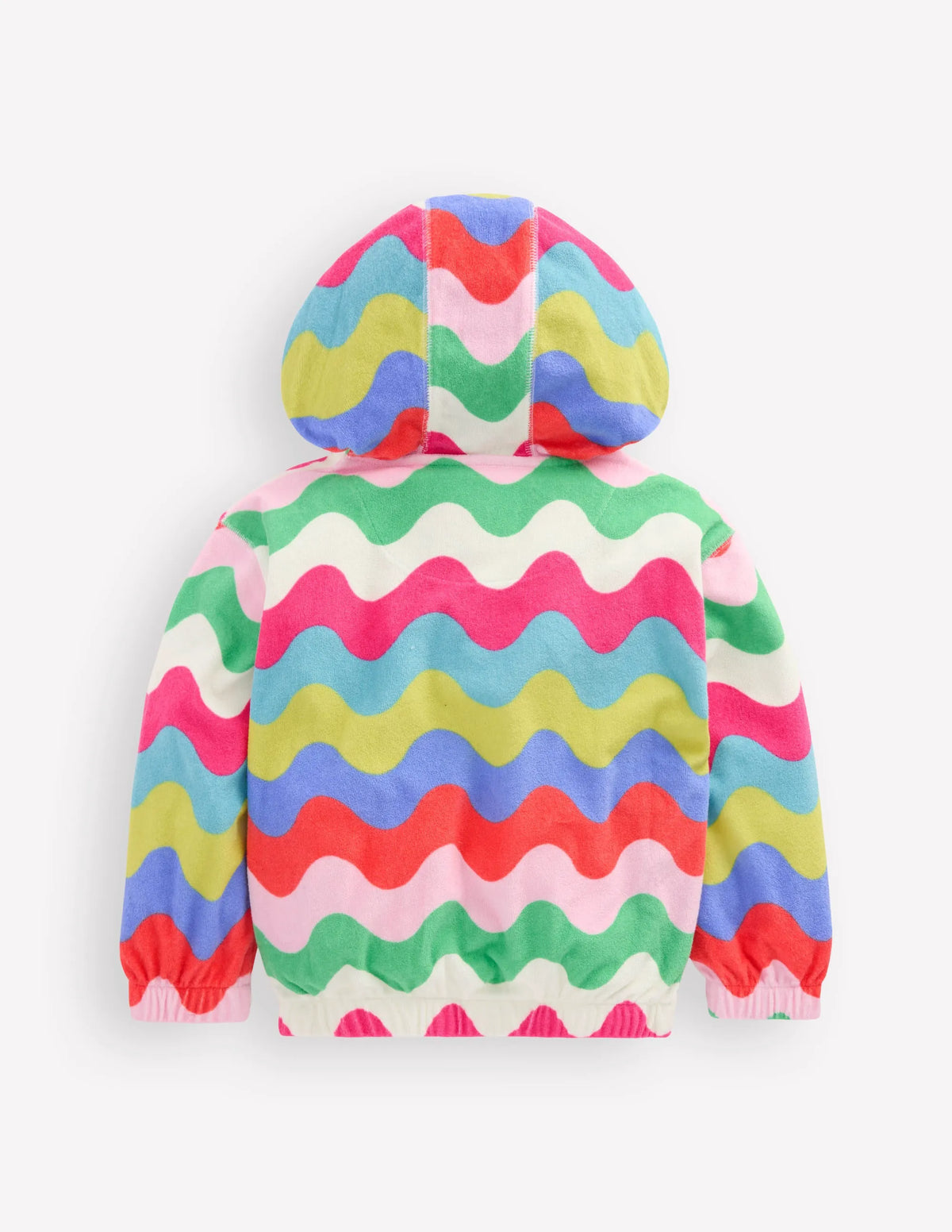Relaxed Towelling Hoodie-Multi Wave Stripe