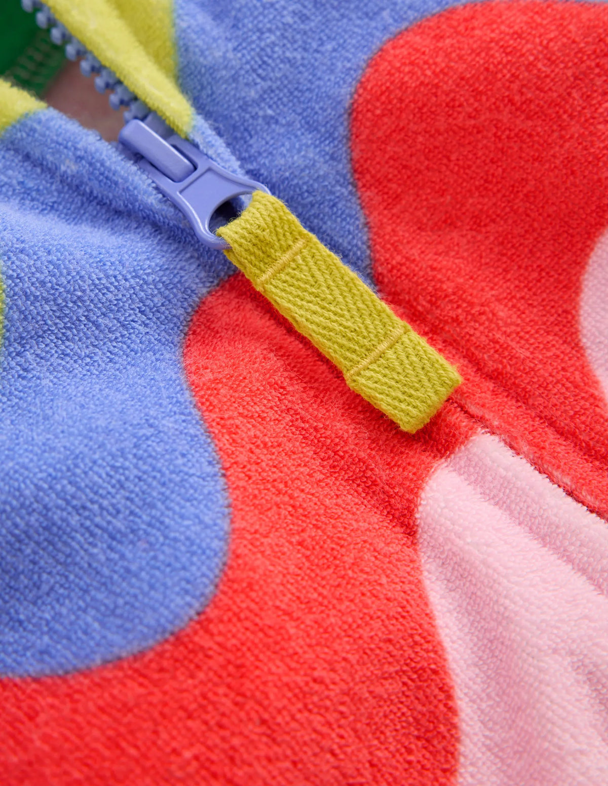 Relaxed Towelling Hoodie-Multi Wave Stripe
