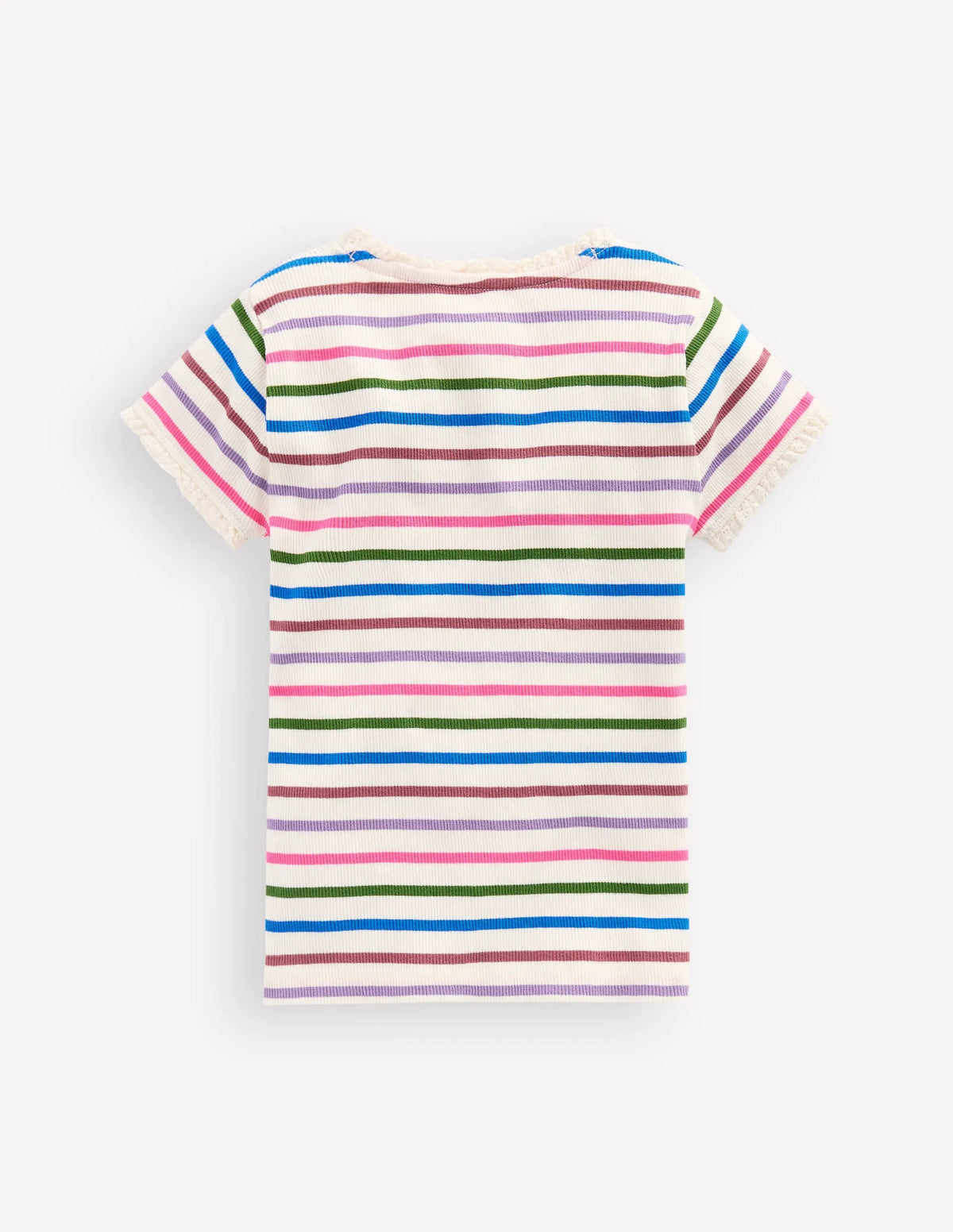 Short Sleeve Ribbed T-shirt-Multi Stripe