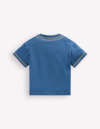 Relaxed Embroidered T-shirt-Navy