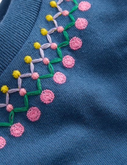 Relaxed Embroidered T-shirt-Navy