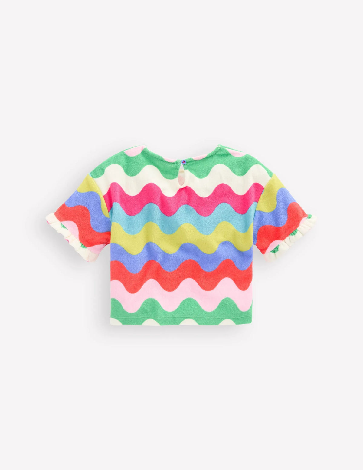 Dropped Shoulder Towelling Top-Multi Wave Stripe