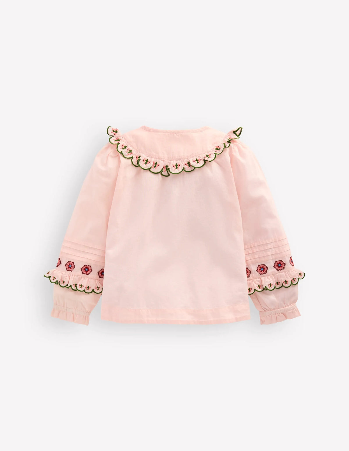 Frill Yoke Blouse-Lotus Embroidery