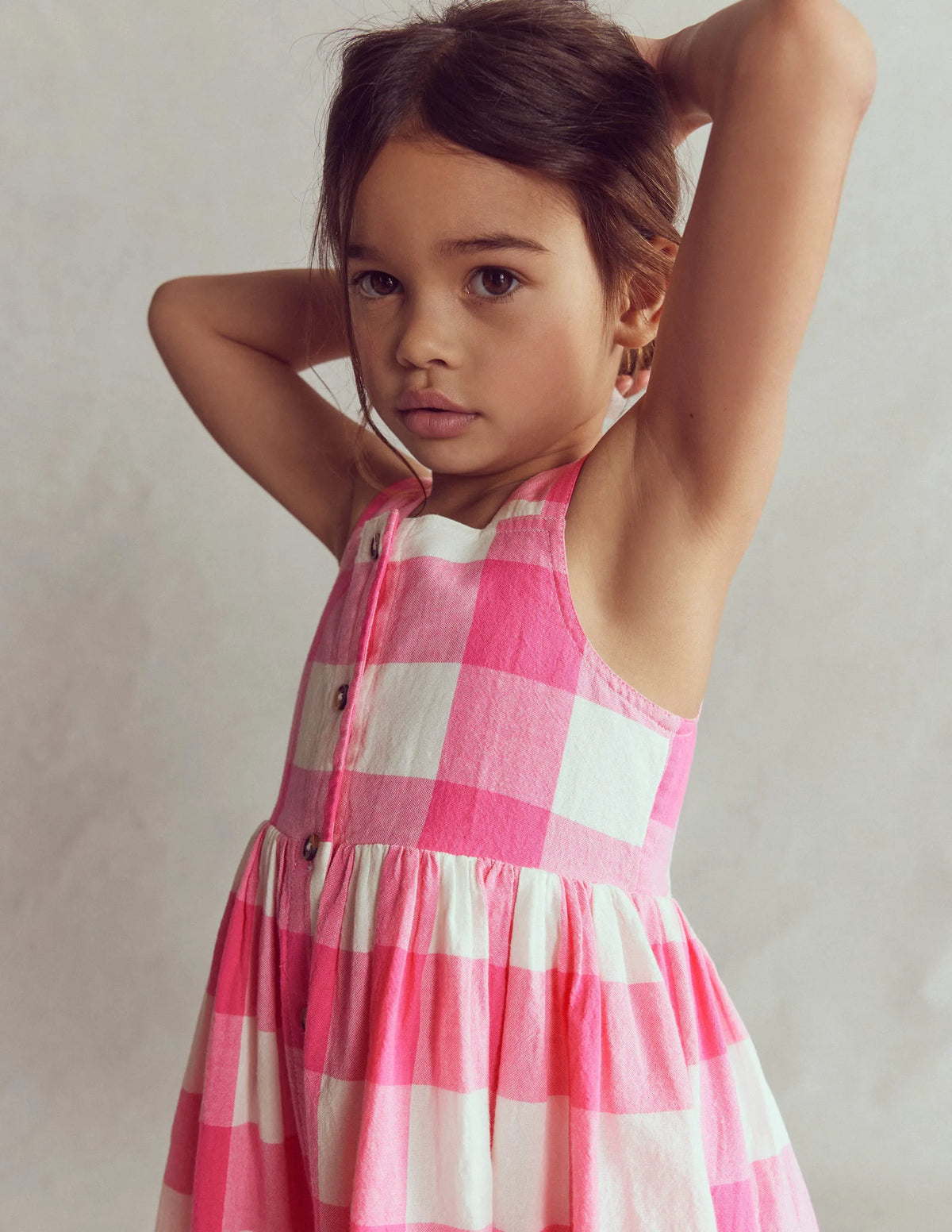 Remy Button Through Dress-Pink Punch Gingham