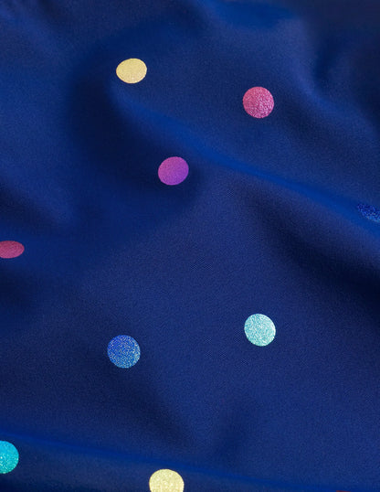 Cross-Back Printed Swimsuit-Rainbow Foil Confetti Spot