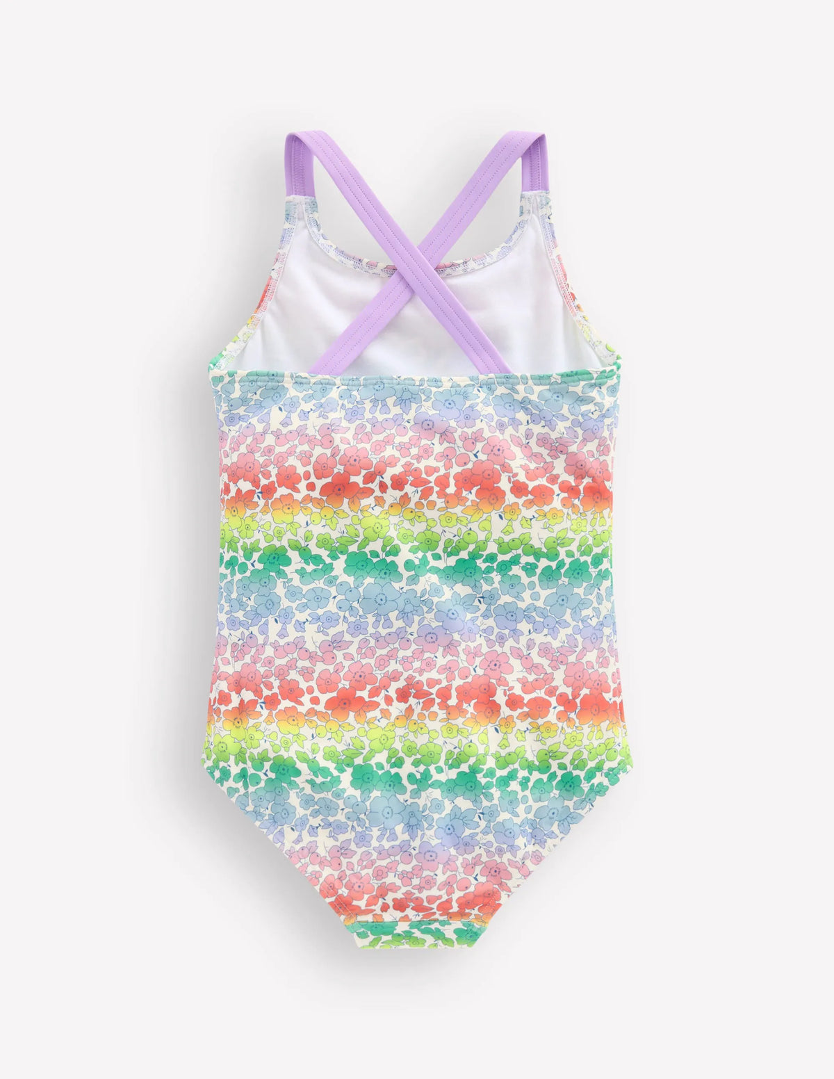 Cross-Back Printed Swimsuit-Rainbow Ombre Flowerbed
