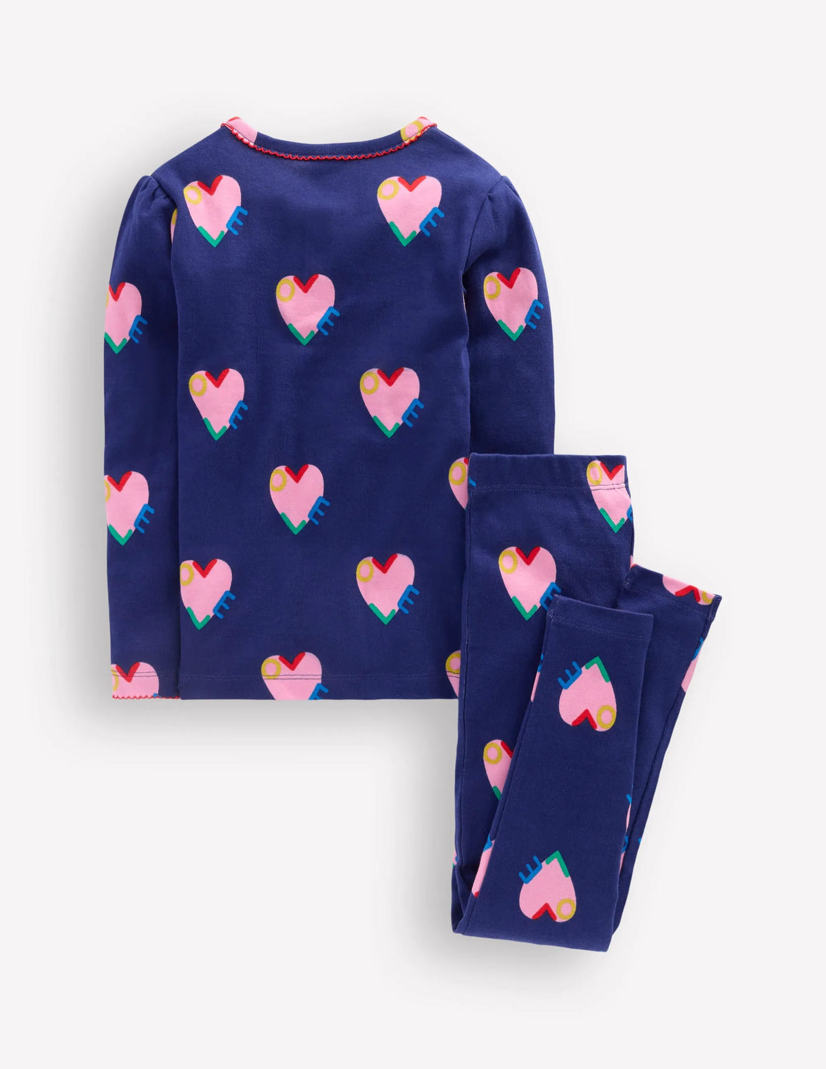 Snug Henley Pajamas-Starboard Blue Love Hearts