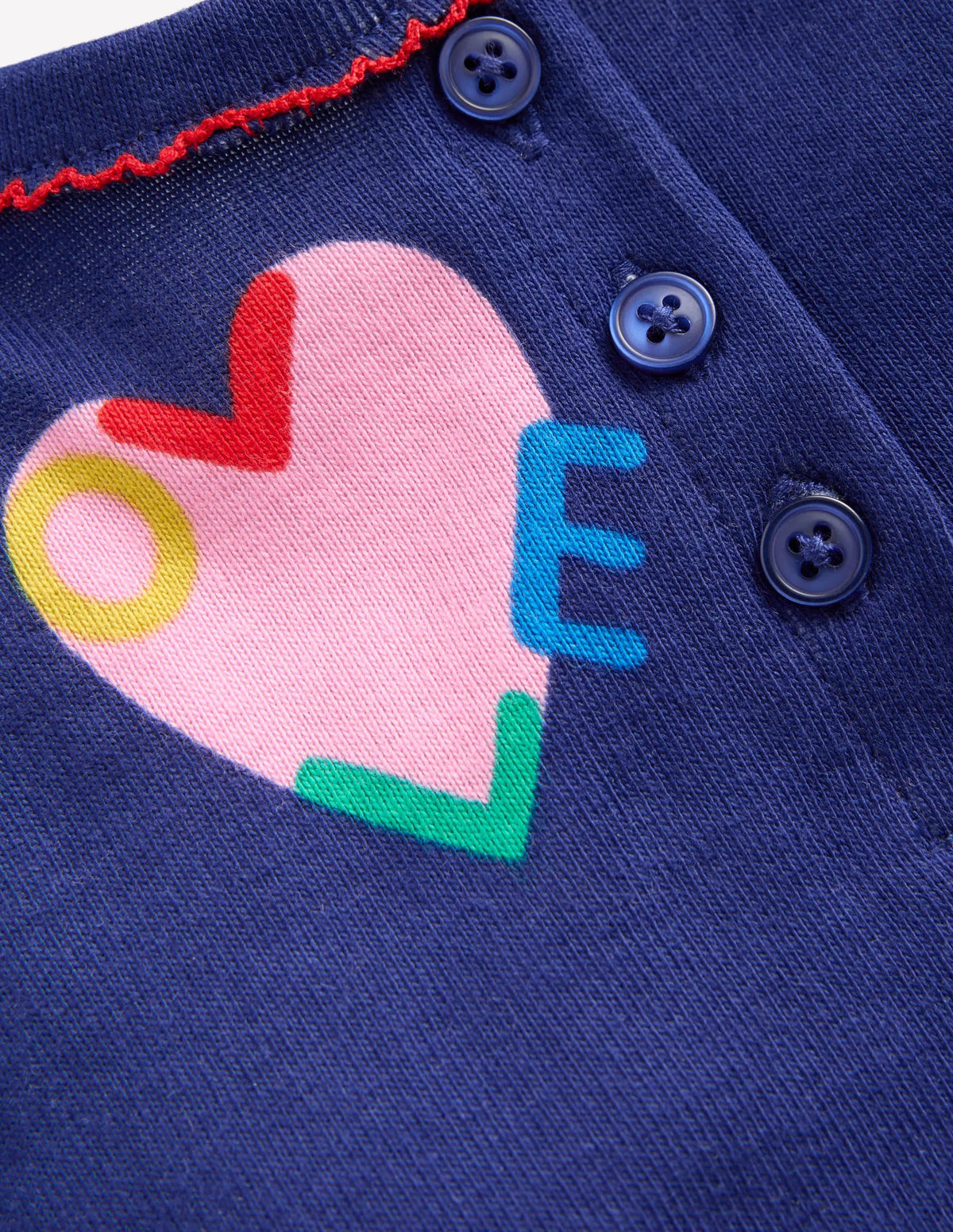 Snug Henley Pajamas-Starboard Blue Love Hearts