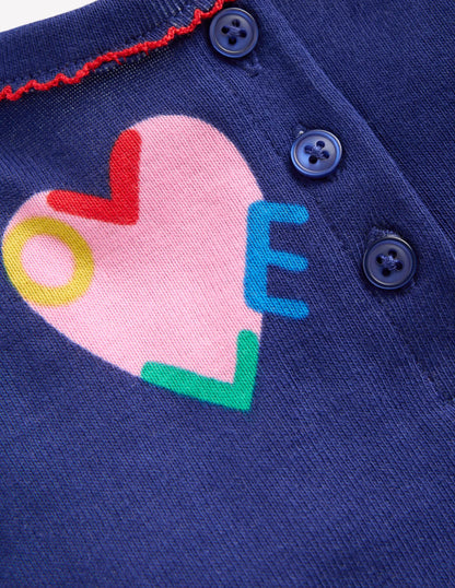 Snug Henley Pajamas-Starboard Blue Love Hearts