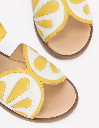 Fun Leather Sandals-Lemon