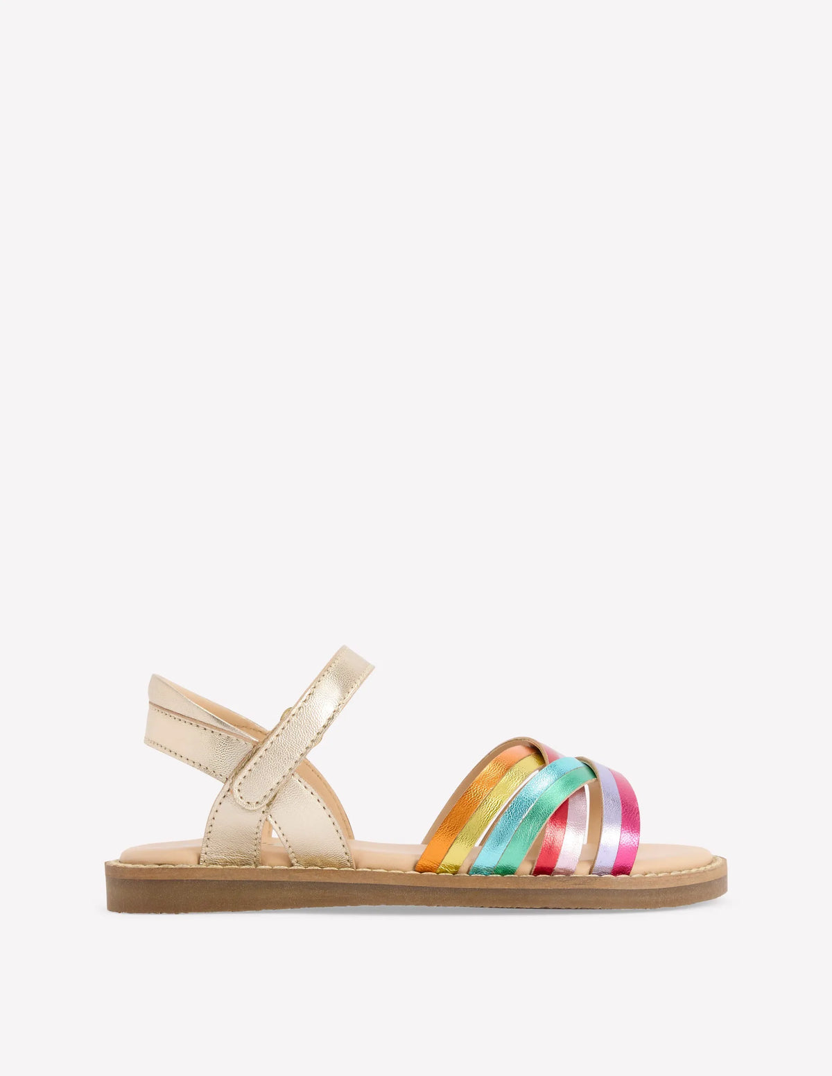 Crossed Leather Sandals-Rainbow metallic