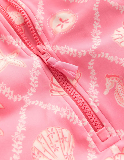 Short-sleeved Swimsuit-Salmon Pink Shell Tile