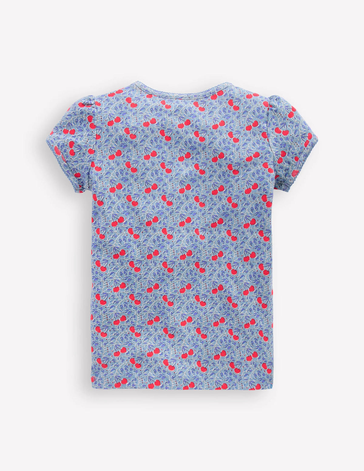 Short Sleeve Pointelle Top-Blue Cherries
