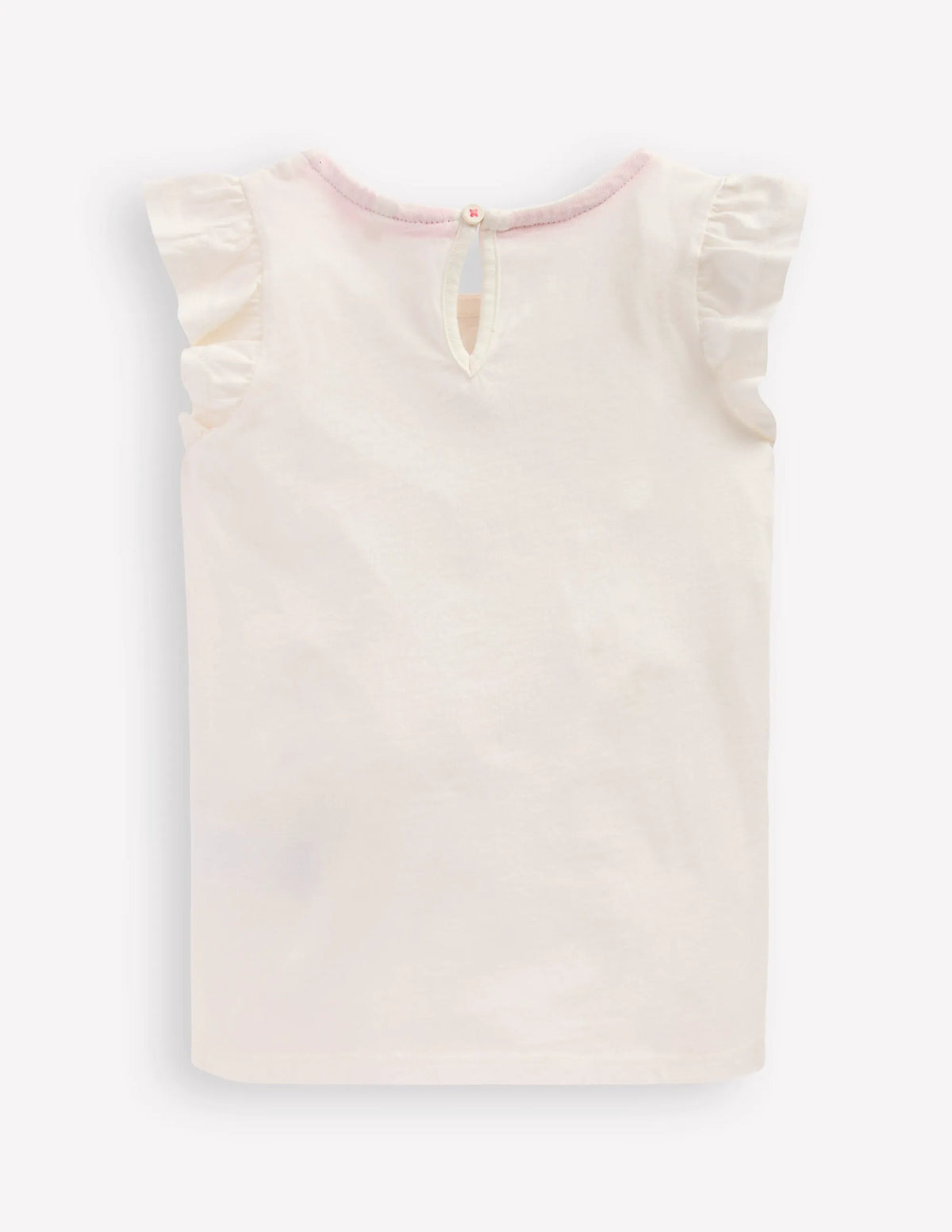 Short Sleeve Frill Logo Top-Ivory Cake