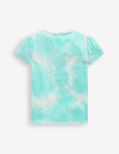 Puff Sleeve Superstitch Top-Blue Dolphins