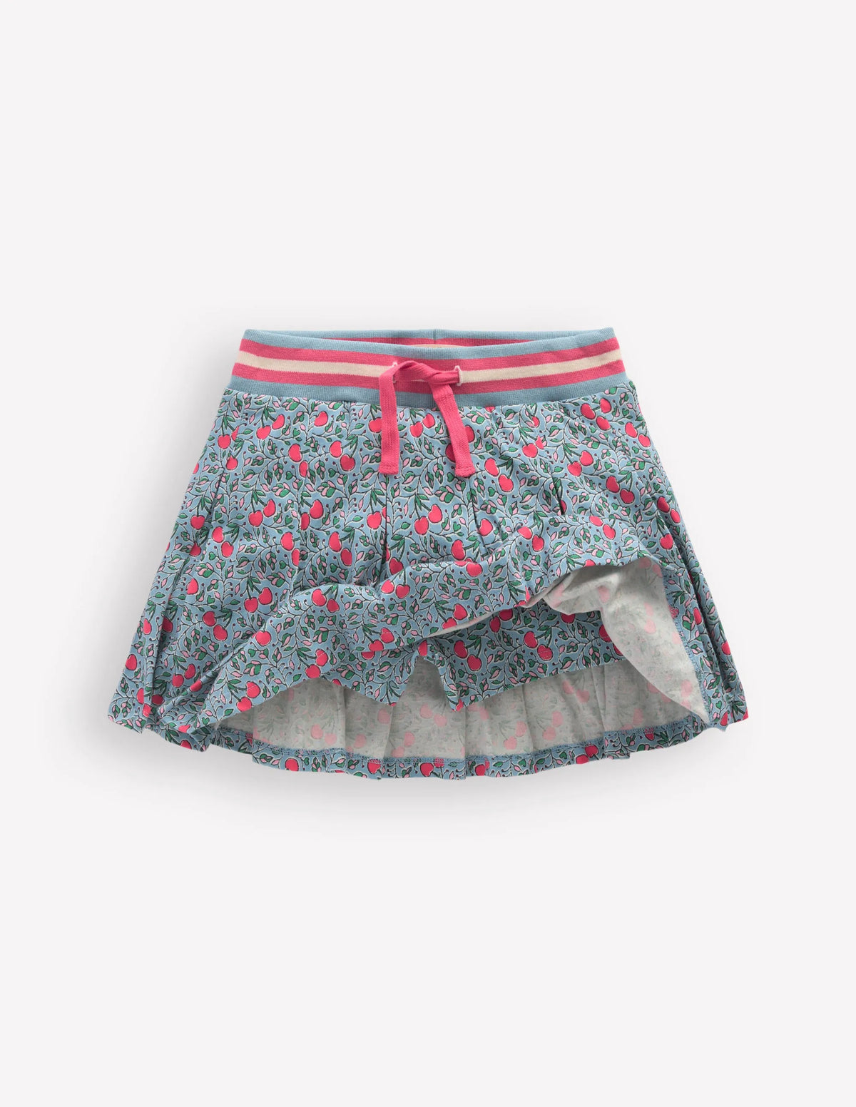 Pleated Jersey Skort-Blue Cherries