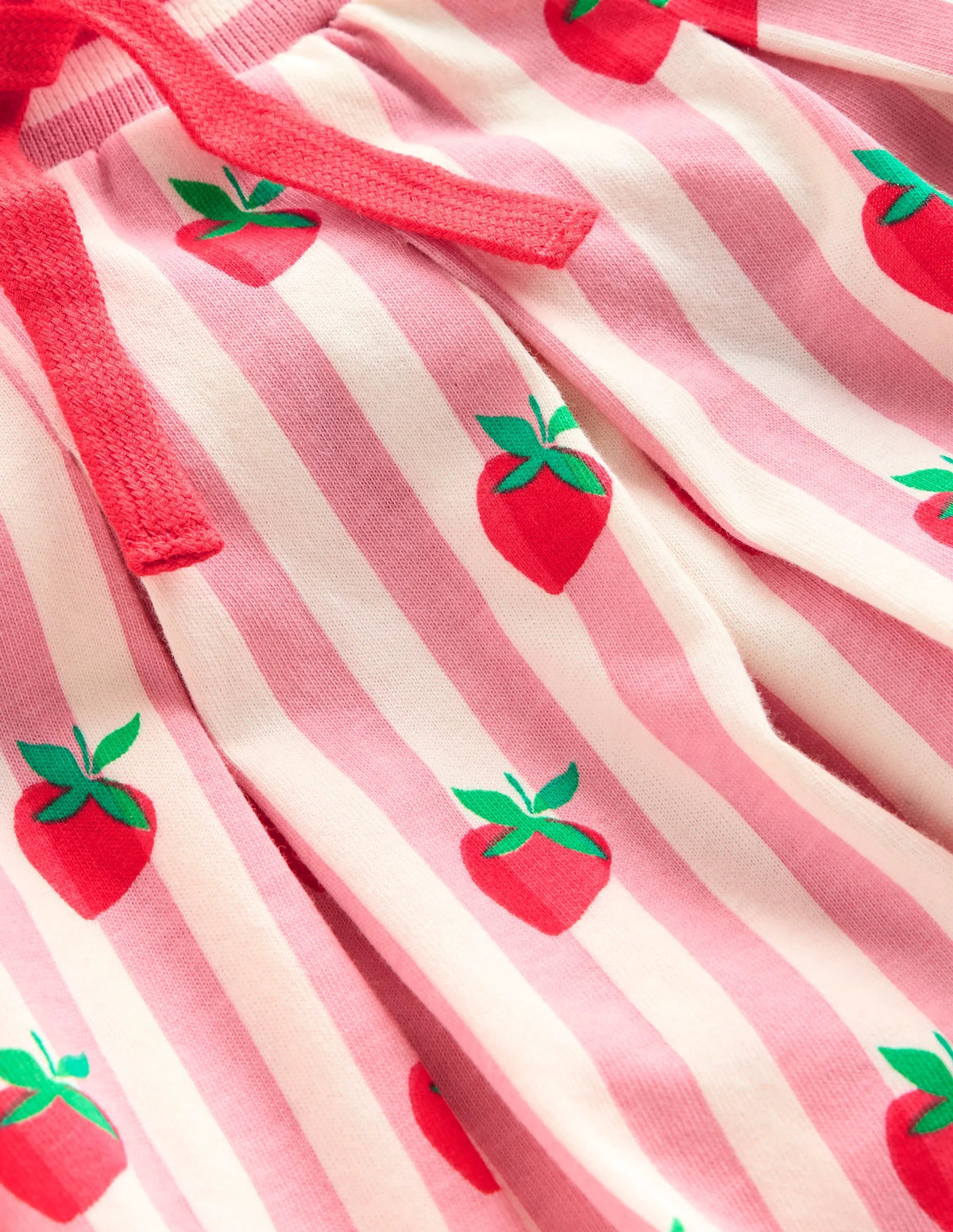 Pleated Jersey Skort-Pink Stripe Strawberries