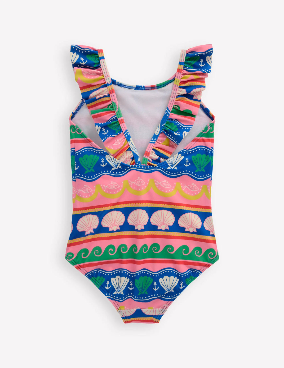 Hallie Frill Strap Swimsuit-Multi Sea Shell Stripe