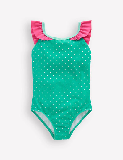 Hallie Frill Strap Swimsuit-Aqua Sea Blue Turtle
