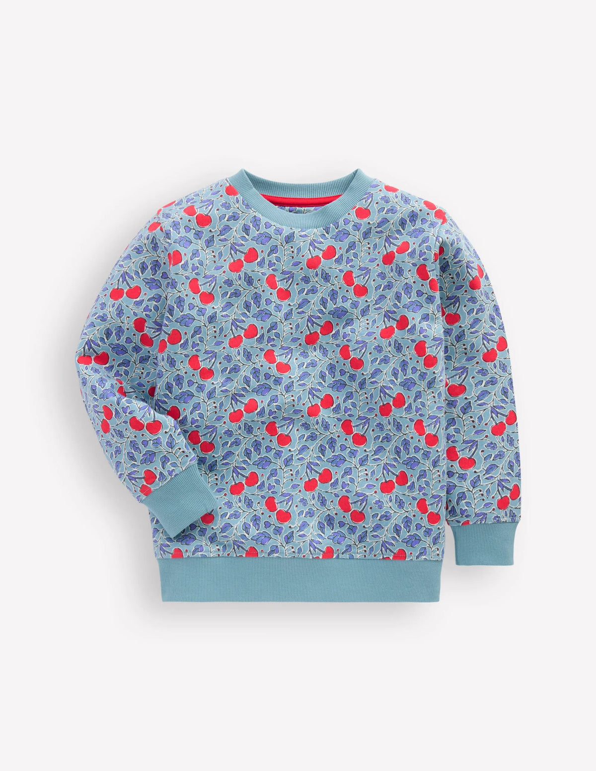 Printed Sweatshirt-Blue Cherries
