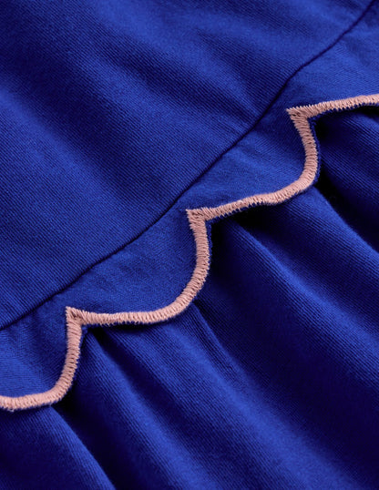 Scallop Tiered Sundress-Sapphire Blue