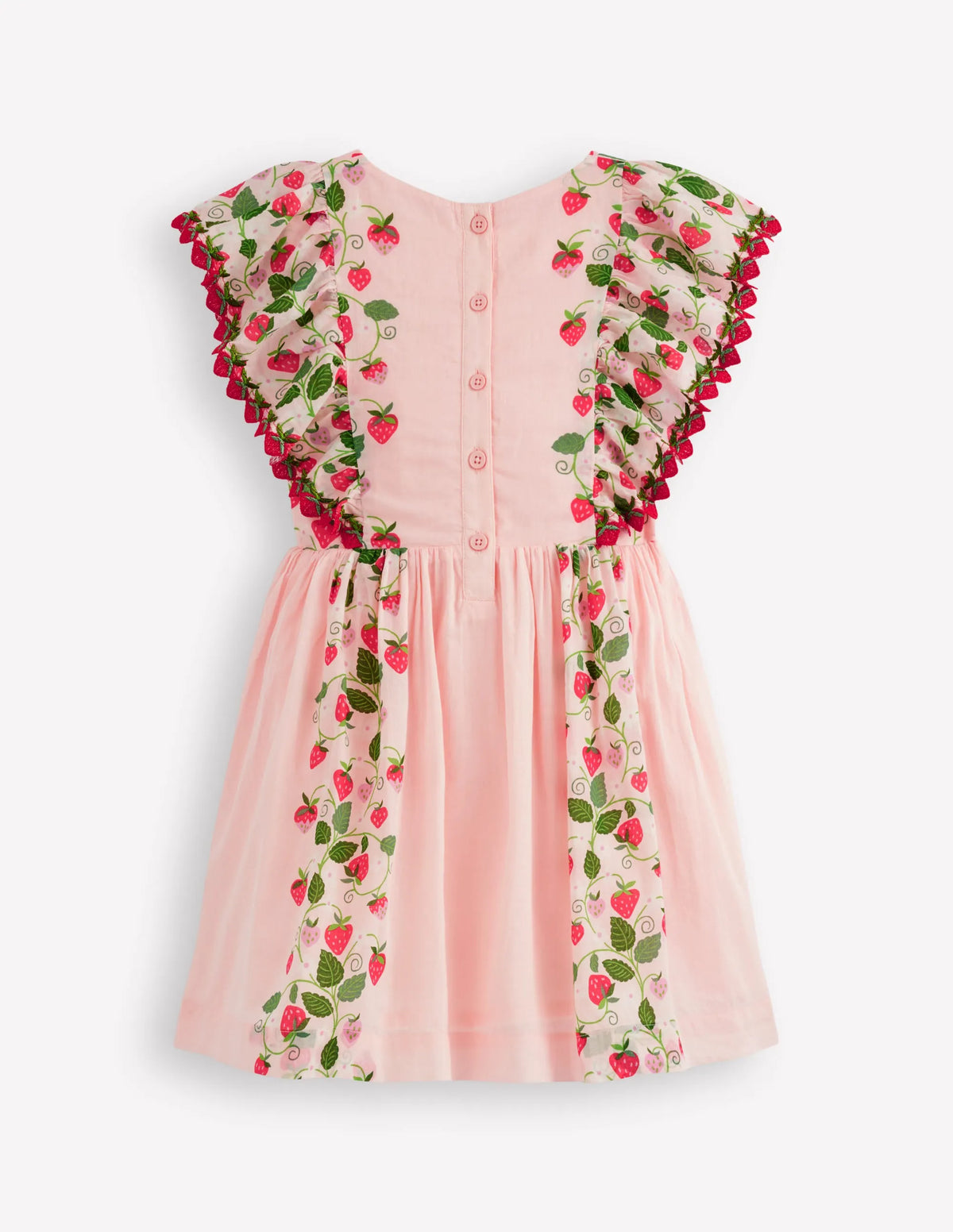 Pretty Woven Dress-Chalk Pink Strawberry Vine