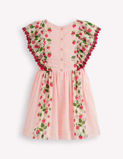 Pretty Woven Dress-Chalk Pink Strawberry Vine