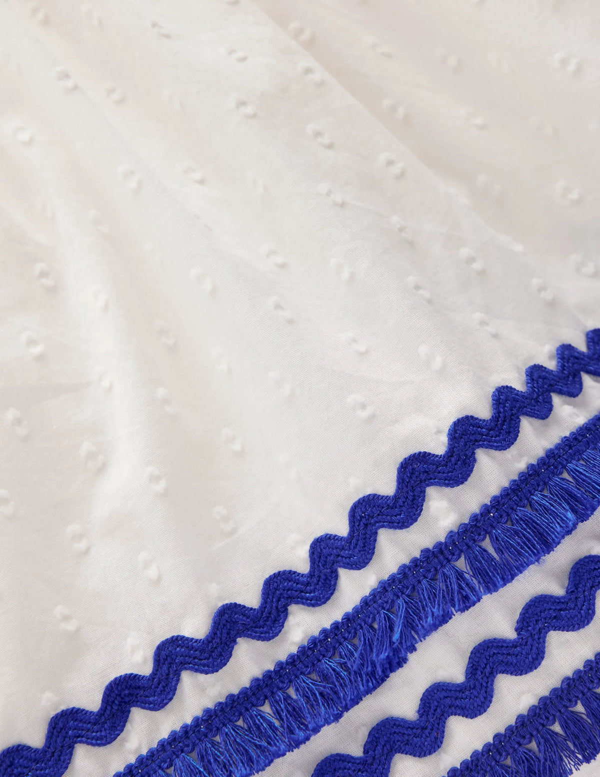 Flutter Sleeve Ric Rac Dress-Soft Ivory/ Bright Blue