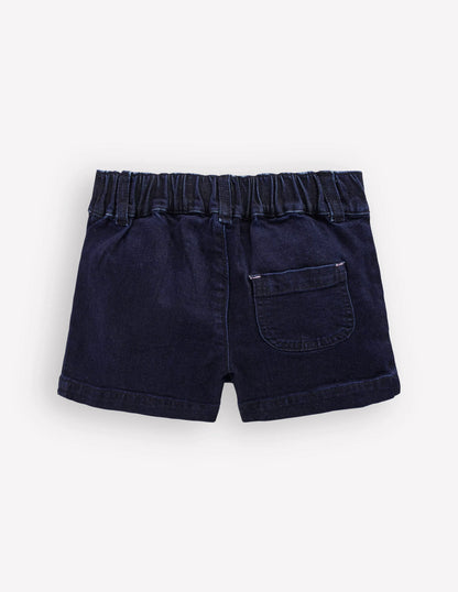 Patch Pocket Shorts-Dark Wash Denim