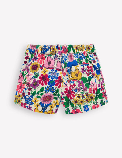 Patch Pocket Shorts-Multi Rainbow Floral
